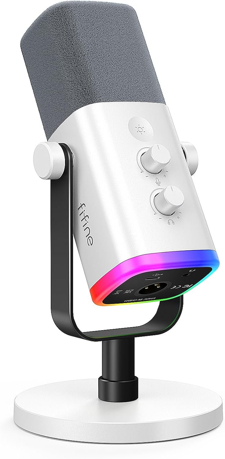 ميكروفون ألعاب WHITE- DYNAMIC-AM8-AMPLIGAME-PS5-PS4-PC-Fifine